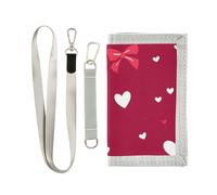 miaozhen Bow Crimson San Valentino trifold tri fold portafoglio per gli uomini per le donne Trendy casual uomini portafogli con cordino billeteras para hombre, arco Cremisi San Valentino, 1 size