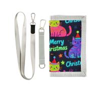 miaozhen Buon Natale Carino Gatto trifold uomini portafoglio per regalo di compleanno minimalista uomini colorati portafoglio con cordino cartera para hombre