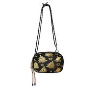 miaozhen Campana di Natale e Albero Oro e Nero Borsa Laterale Crossbody per le Donne Impermeabile con Slot per Carte di Credito Borse a tracolla Walk the dog bolso de mano para mujer
