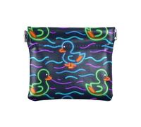 miaozhen Carino Animale Fluorescente Anatroccolo Delle Donne In Pelle Moneta Cambiamento Della Borsa Conveniente Carta Organizzatori Chiave per Gli Uomini Donne Viaggio, simpatico animale Anatroccolo