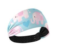 miaozhen Carino Animale Rosa Elefante Blu Cuore no slip fascia per il sudore Fascia elastica per la testa per le donne per Atletica Sport lavaggio viso Palestra Running bandas elásticas para el