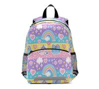 miaozhen Carino Arcobaleno Colorato Bambini Doodle Gatto capretto ragazza zaini per la scuola cinghia toracica libri borsa per 4 anni mochilas escolares para adolescenti