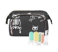 miaozhen Carino Gatto Scheletri Osso Toiletry Bag Per Le Donne Impermeabile Cambiamento Borsa per il Trucco Cosmetico monedero chico para monedas, carino, gatto, scheletri, osso, moderno
