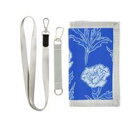miaozhen Carnation Glory Blue trifold uomini portafoglio per le donne semplice casual portafoglio sottile con cordino cartera para hombre, Gloria del garofano blu, 1 size