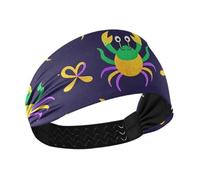 miaozhen Carnevale Mardi Gras Granchio Verde Viola Oro Traspirante Fascia sportiva Elastica larga fasce per capelli da donna per allenamenti Uso quotidiano basket Calcio bandas para el cabello