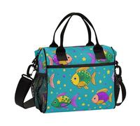 miaozhen Carnevale Mardi Gras Pesce Stella Viola Verde Lunch Box Borse con Tracolla con Porta Bottiglia D'acqua Lunch Box per Le Donne per Cucina Lunchera para Hombres