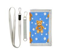 miaozhen Cartone animato Carino Marrone Teddy Bear trifold tri fold portafoglio per gli uomini per carte di credito minimalista leggero billfolds con cordino cartera para hombre, Simpatico
