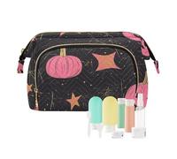 miaozhen Cartone animato Carino Pesca Khaki Halloween Zucca Cosmetici Borsa Da Viaggio Essenziali Borse Cosmetiche Per La Borsa per Capacità Viaggio Cosmetico Monedero Chico para Monedas, Zucca di
