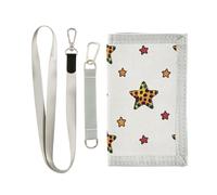 miaozhen Cartone animato Leopard Print Stars Bianco trifold portafoglio sottile per viaggio pop casual mens trifold portafoglio con cordino billetera tarjetero para hombre, Stampa leopardata con