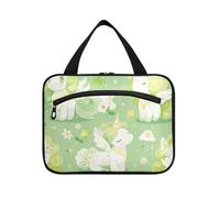 miaozhen Cartone animato unicorni fluorescente verde appeso borsa per le donne con gancio, progettista pieghevole per gli uomini cartera para maquillaje L, Cartone animato unicorni Fluorescente Verde