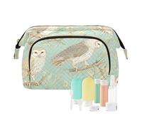 miaozhen Cartoon Barred Owl Light Green Toiletry Borsa Da Viaggio Impermeabile Delle Donne Della Moneta Della Borsa per i Casi di Carta Soldi Organizzatori bolsas, cartone animato Barred Owl verde