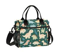 miaozhen Cartoon Cute Dinosaur Stegosauro Serpente Collo Drago Verde Lunch Bag Pack con Tracolla Eco-Friendly Lunch Box per Lavoro bolso para llevar comida al Trabajo