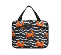 miaozhen Cartoon Orange Crab Wave Pattern appeso viaggio borsa da toilette per le donne con gancio, designer essenziale per gli adulti envase para profumo de L, cartone animato, arancione, granchio