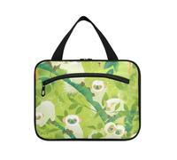 miaozhen Cartoon Sifaka verde chiaro appeso mens borsa da toilette con gancio, design compatto per gli elementi essenziali per le donne bolso para maquillaje L, cartone animato Sifaka verde chiaro