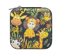 miaozhen Cartoon Zoo Giraffa Scimmia Custodia in pelle Gioielli Piccolo Viaggio Jewelry Case Organizer (utente) Portatile per le Donne