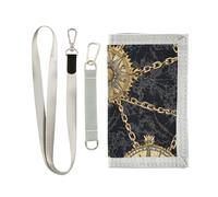 miaozhen Catena d'oro trifold mens portafoglio per maschio Trendy colorato portafoglio per gli uomini bifold con cordino carteras para hombres, Catena d'oro, 1 size