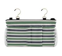 miaozhen Cestino portaoggetti da appendere al comodino a righe blu navy e verde, borsa da appendere per letti a castello, ospedale, dormitorio, sponde letto organizador para habitación