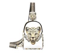 miaozhen Cheetah Skull Skeleton Yew Outlined Borse d'oro per le donne marsupio multiuso per le donne per il giorno pack, Teschio di ghepardo Scheletro Tasso Contorno Oro, 1 Size