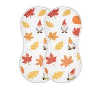 miaozhen Ciao Autunno Foglia d'Acero Zucca Nano Cotone Asciugamani per il rutto del bambino Facile da pulire panno per il lavaggio del bambino per Unisex ragazzo e ragazza set di 2, 55,9 x 28 cm