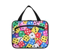 miaozhen Colorato Cartoon Dadi appeso borsa da toilette con gancio, essenziale di design per le donne che viaggiano bolso para maquillaje de mujer L, Dadi colorati dei cartoni, moderno