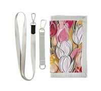 miaozhen Colorful Beautiful Flowers portafoglio pieghevole a tre ante per il viaggio minimalista leggero clip di denaro con cordino billeteras para hombre, Bellissimi fiori colorati, 1 size