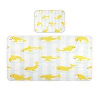 miaozhen Coprimaterasso impermeabile per culla per bambini di raffreddamento 71,1 x 132,1 cm assorbente Ocean Animal Balena Yellow Stripe pad lavabile per bambini, adulti
