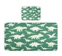 miaozhen Coprimaterasso impermeabile per culla per bambini di raffreddamento 71,1 x 132,1 cm traspirante con silhouette di dinosauro triceratopo cuscinetti verdi per letto per bambini, adulti