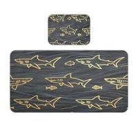 miaozhen Coprimaterasso rinfrescante per bambini, 71,1 x 132,1 cm, assorbente, motivo animali arrabbiati, squalo, pesce, oro, nero, per bambini, adulti