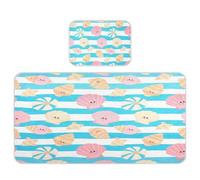 miaozhen Coprimaterasso rinfrescante per culla 71,1 x 132,1 cm traspirante Summer Stripe Shell Blu imbottitura per culla per bambini e adulti