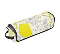 miaozhen Custodia da viaggio 2 in 1 per ferro arricciacapelli e tappetino resistente al calore, grande capacità, organizer per piastre, piastre, arricciacapelli, schizzo, giallo limone, accessorio da