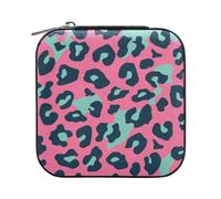 miaozhen Custodia da viaggio per gioielli con stampa leopardata pesca e verde piccolo organizzatore di gioielli da viaggio (utente) portatile per le donne