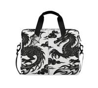 miaozhen Custodia per laptop da 15-16 pollici borsa per computer impermeabile alla moda drago cinese nero e bianco borsa per laptop da viaggio borsa per uomo donna