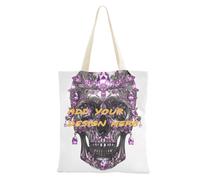 miaozhen Custom Tote Bag Lusso Nero e Bianco Cranio Viola Cristallo Borse di Tela Personalizzate Bulk per Gli Insegnanti
