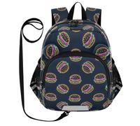 miaozhen Cute Ears - Zaino da scuola con guinzaglio per ragazzi e ragazze, anti-smarrimento, con fascia riflettente colorata Fluo Burger Mochilas de escuela para ni? asso, Hamburger fluo colorato, M,