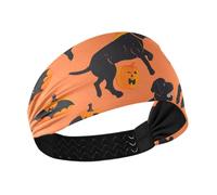 miaozhen Dancing Labrador Dog Orange Black Pumpkin Moisture Wicking fasce elastiche larghe per capelli da donna per il calcio make up Ciclismo Atletico Sport vinchas para el cabello de