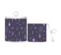 miaozhen Dark Wind Vampiro Spider Web Mistero Viola Trasparente Scatole portaoggetti in plastica con coperchio Office Essentials Piccoli contenitori decorativi per tamponi di cotone, tamponi di cotone