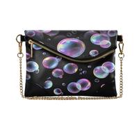 miaozhen Delle donne del cuoio del polso della borsa della frizione della borsa della moneta casuale del raccoglitore per la signora Neon Bubble nero bolsa para mujer