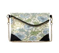 miaozhen Delle donne PU Pochette Borse Casual Borse da Sera per il Partito Blu Papavero Fiore William Morris Pattern cartera bordeaux para mujer