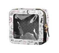 miaozhen Divertente borsa per il trucco trasparente con motivo a cartoni animati per bambini borsa da toilette con cerniera organizer per trucco per volare, divertente, capretto, cartone animato,