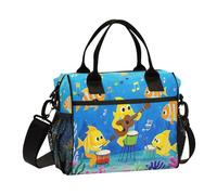 miaozhen Divertente Ocean Musica Concerto Pesce Blu Lunch Bag Donne con Tracolla Portatile Lunch Box per la Scuola per la Scuola lonchera termica para adultos
