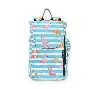 miaozhen Donne Uomini Tennis Zaino Impermeabile Blu Bianco A Strisce Estate Flamingo 2 Racchette Tennis Bookbag Gym Bag per Donne, Uomini, Adolescenti Bolsa raquetas de
