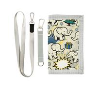 miaozhen Doodle White Elephant Giallo e Blu Natale mens portafoglio da viaggio per carte di credito cool leggero mens portafoglio da viaggio con cordino billeteras para hombre
