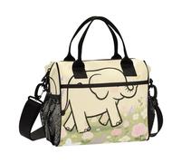 miaozhen Elefante Fiore Giardino Personalizzato Lunch Borse con Tracolla Crossbody Womens Lunch Tote per Università lonchera de Mujer para el Trabajo