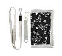 miaozhen Evil Black Halloween Bat mostri Nero piega portafogli per gli uomini per le donne minimalista leggero pieghevole portafogli uomini con cordino cartera para hombre