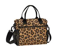 miaozhen Falso Glitter Leopard Print Brown Donne Borse Pranzo per il Lavoro con Tracolla Robusto Lunch Tote per le Donne per la Scuola Materna loncheras de Mujer para Trabajo