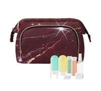 miaozhen Falso Glitter Marmo Grano Rosso Appeso Toiletry Bag Leggero Delle Donne Della Moneta Portafoglio per Essenziali Per Le Donne monedero chico para monedas, Falso Glitter Marmo grano, moderno