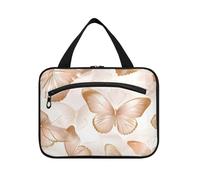 miaozhen Farfalla San Valentino Oro appeso borsa da toilette con gancio, design portatile per le donne che viaggiano bolsa para guardar maquillaje L, farfalla San Valentino oro, moderno