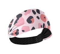 miaozhen Fasce elastiche per capelli da yoga con leopardo nero e pesca, antiscivolo, per lavare il viso, yoga, calcio, pallavolo, bandas para el sudor