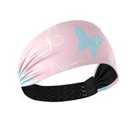 miaozhen Finti Glitter Paillettes Farfalla Rosa no Slip Donne Fasce per capelli Elastico Tennis Sweatbands per Calcio Atletico Sport Ciclismo escursionismo bandas para la cabeza