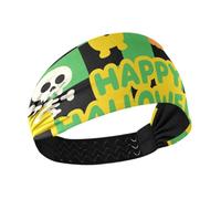 miaozhen Fluorescente Giallo Scacchi Halloween Cranio no slip fascia titolare Testa elastica per Yoga escursionismo Uso quotidiano lavaggio viso bandas para la cabeza